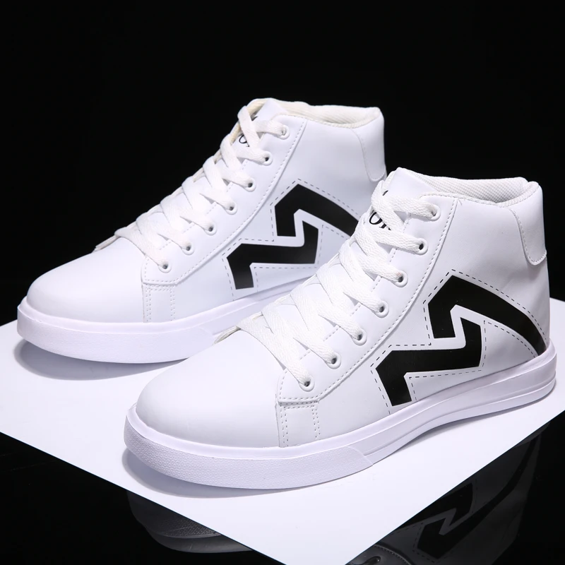 

High Top Mens Shoes Fashion Mixed Colors Casual Shoes Geometric Comfortable Platform Shoes Men Wear-Resisting Walking Sneakers