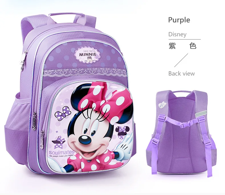 Disney Minnie School Bags For Girls Primary Student Shoulder Orthopedic Backpack Grade 1-4 Large Capacity Kids Gifts Mochilas
