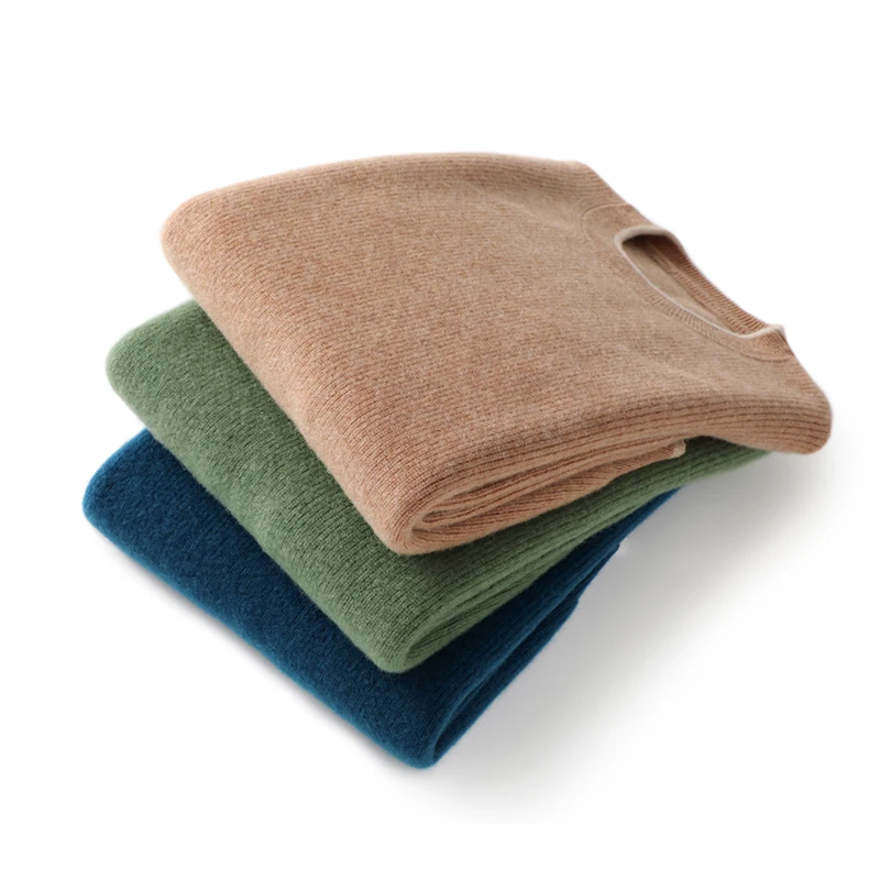 

Мужской однотонный вязаный пуловер MVLYFLRT, свитер из 2023 мериносовой шерсти с круглым вырезом, Весна 100%