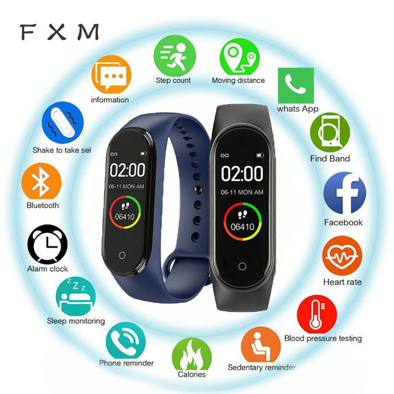 

M4 Men and Women New Smart High Quality New Label Belt Sports Blood Pressure Heart Rate Monitor Watch Monitor Waterproof Fitness