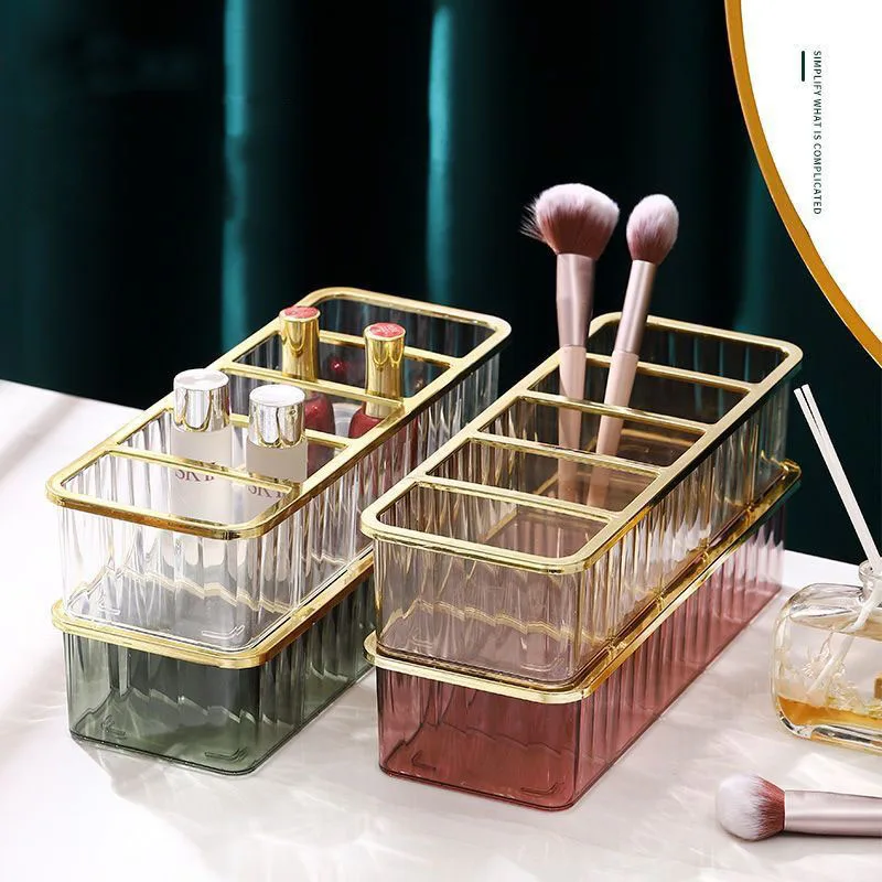 

New Acrylic Makeup Storage Box Cosmetic Organizer Box Lipstick Perfume 5 Grid Layered Container Desktop Clutter