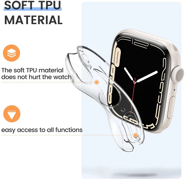 Cover for Apple watch case 44mm 40mm 42mm 38mm All-around TPU Clear Protector Bumper Apple watch series 6 se 5 4 3 7 8 45mm 41mm 2