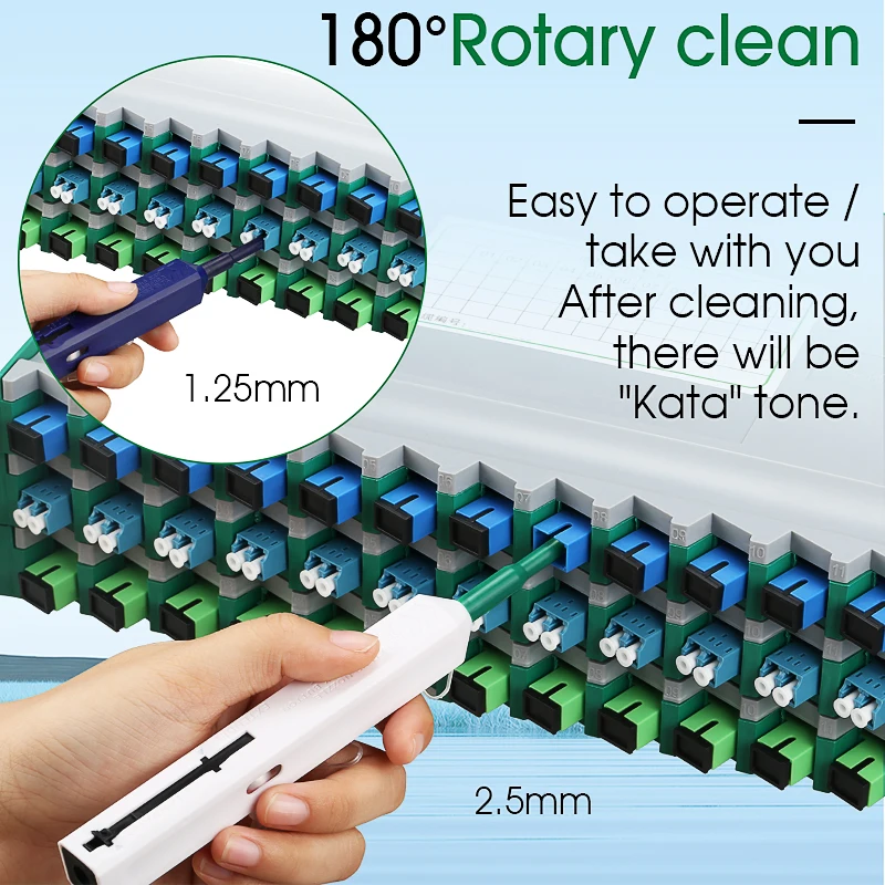 10PCS/lot 2.5mm/1.25mm Cleaning Pen SC FC ST LC Optic Fiber Cleaner One Touch Cleaning Tool 800 times Cleaning