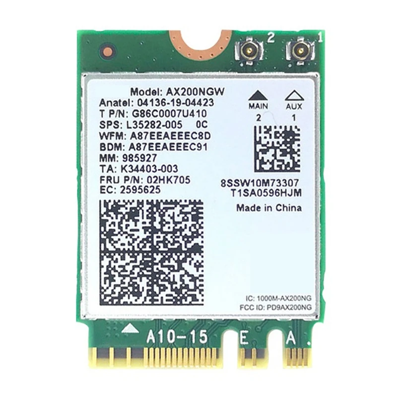 

1 PCS WIFI Module Supports Bluetooth 5.1 For NEW Green AX200NGW WIFI6 Dual Band 5G 3000M Built-In Gigabit Wireless Network Card