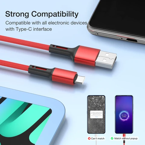 Кабель для быстрой зарядки USB типа C для Samsung Xiaomi Redmi Huawei Google 1 2 3 метра Шнур для зарядного устройства для сотового телефона USBC Длинный 1 м 2 м 3 м