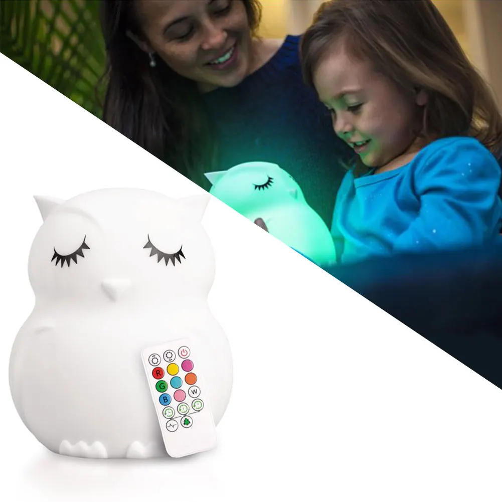 

LED Nursery Night Light With Touch Sensor Color Changing Remote Control Mini Portable Cute Animal For Kids Bright Eye Protection