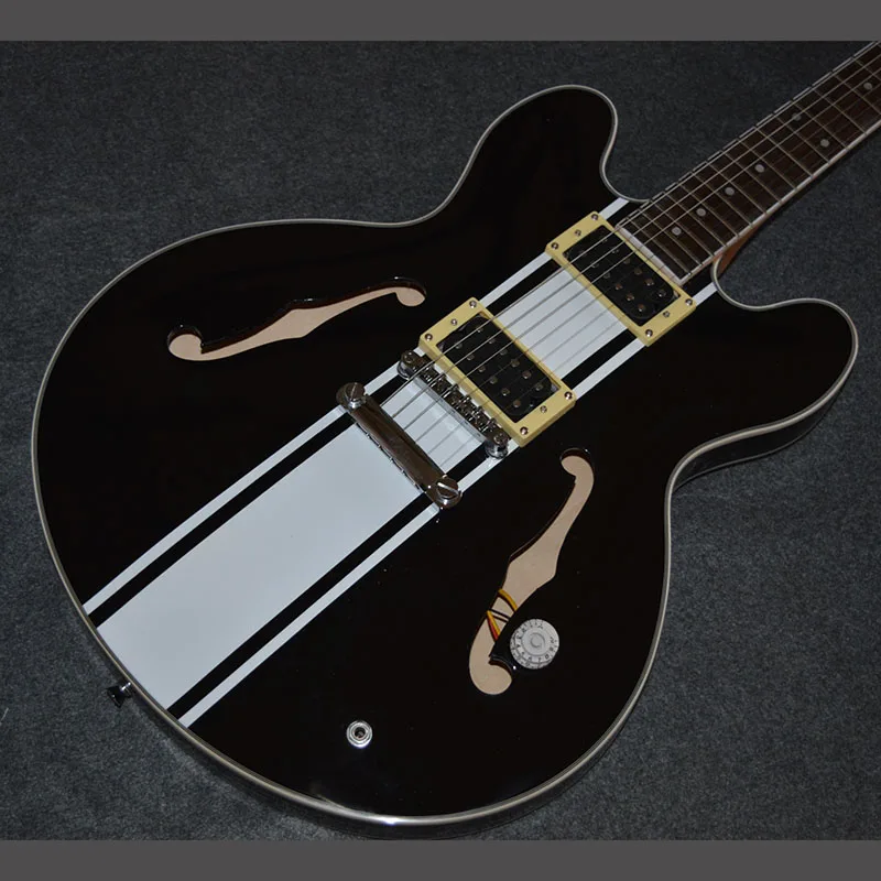 

Chinese Electric Guitar Hollow Maple Body Black Color Chrome Hardware Mahogany Neck 6 Strings