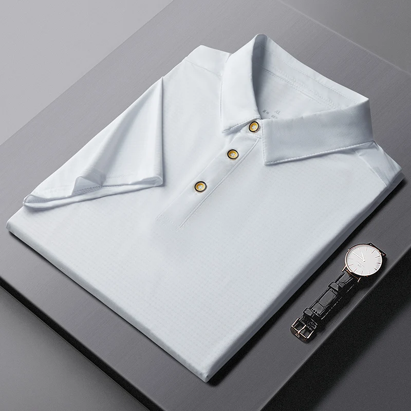 

Mens Polos Shirts White Buttoned Collar T-Shirts Short Sleeve Shirt Male Summer Clothes For Man Poloshirts Polera Tops Tees Z468