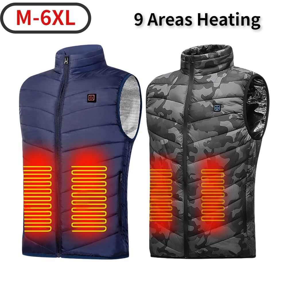 9 Areas Heated Jacket Fashion Men Women Coat Intelligent USB Electric Heating Thermal Warm Clothes Winter Heated Vest Plussize