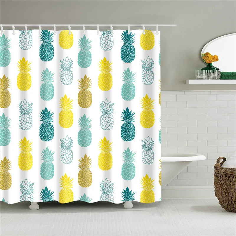 

Tropical Fruit Pineapple Peach lemon Shower Curtains Bathroom Curtain Frabic Waterproof Polyester Bathroom Curtain with Hooks