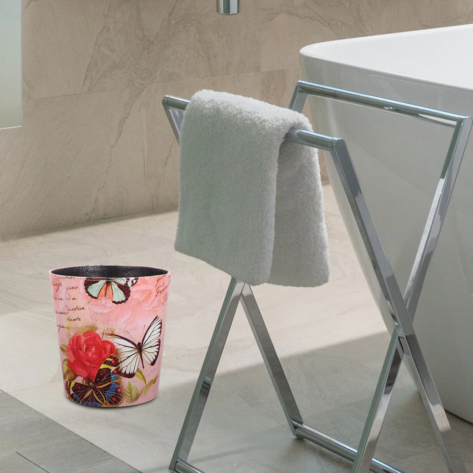 

Trash Can Bin Garbage Wastecontainer Basket Pu Kitchen Paper Wastebasket Bedroom Bathroom Decorative Office Cans Rubbish