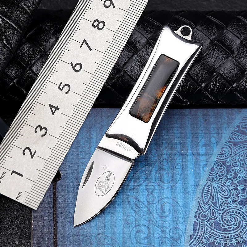 

7cr Stainless Steel Keychain Mini Folding Knife High Hardness Self Defense Survival Blade Sharp Camping Meat Eating Short Knife