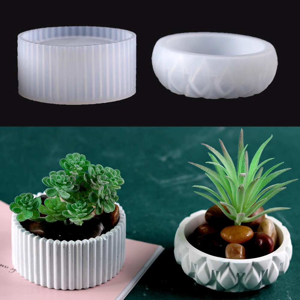 

Силиконовая форма для растений-суккулентов, бетонный цветочный горшок в полоску, в виде банки для свечей, 3D контейнер для хранения, пластырь из смолы, формы ручной работы