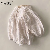 criscky fashion baby girls romper cotton long sleeve ruffles lace baby rompers infant playsuit jumpsuits cute newborn clothes