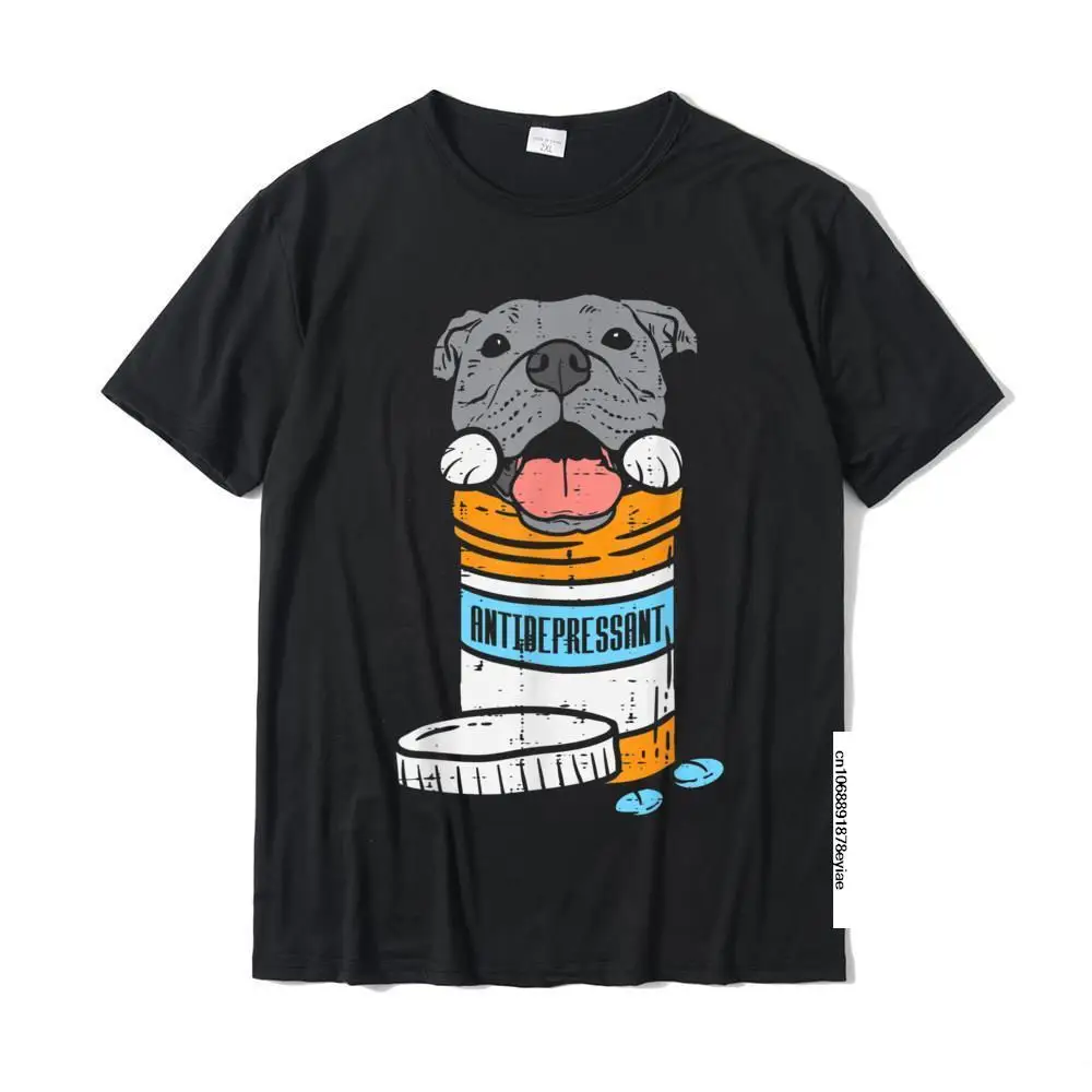

Antidepressant Pitbull Funny Pitties Dog Lover Owner Gift T-Shirt Top T-Shirts Summer Graphic Men Tees Summer Cotton