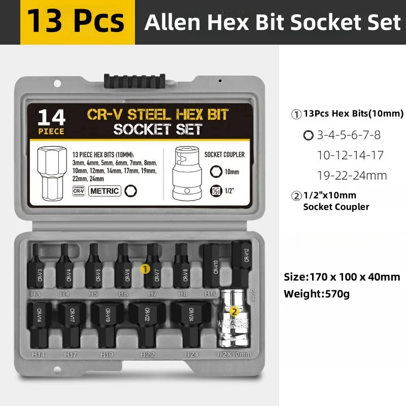 Набор Шестигранных Ключей 3-24 Мм 14 Шт. Гаечные Ключи Головки Для Инструмента С