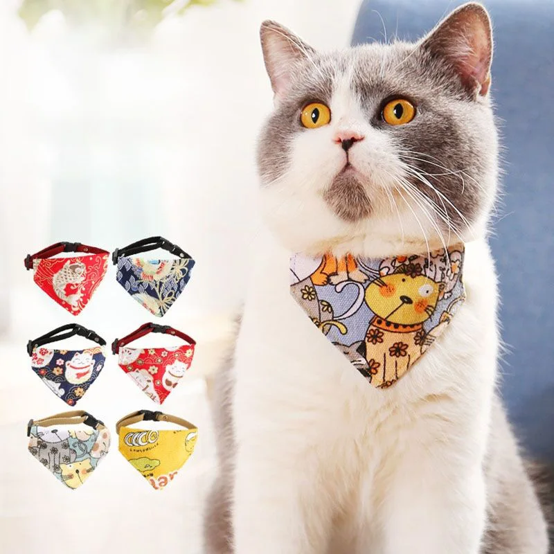 

7Pcs Cat Collar Bandana Kitten Bow Tie Dog Bowtie Pet Collar Kitten Puppy Bow Tie Pet Scarf Adjustable Collar Dogs for Bibs
