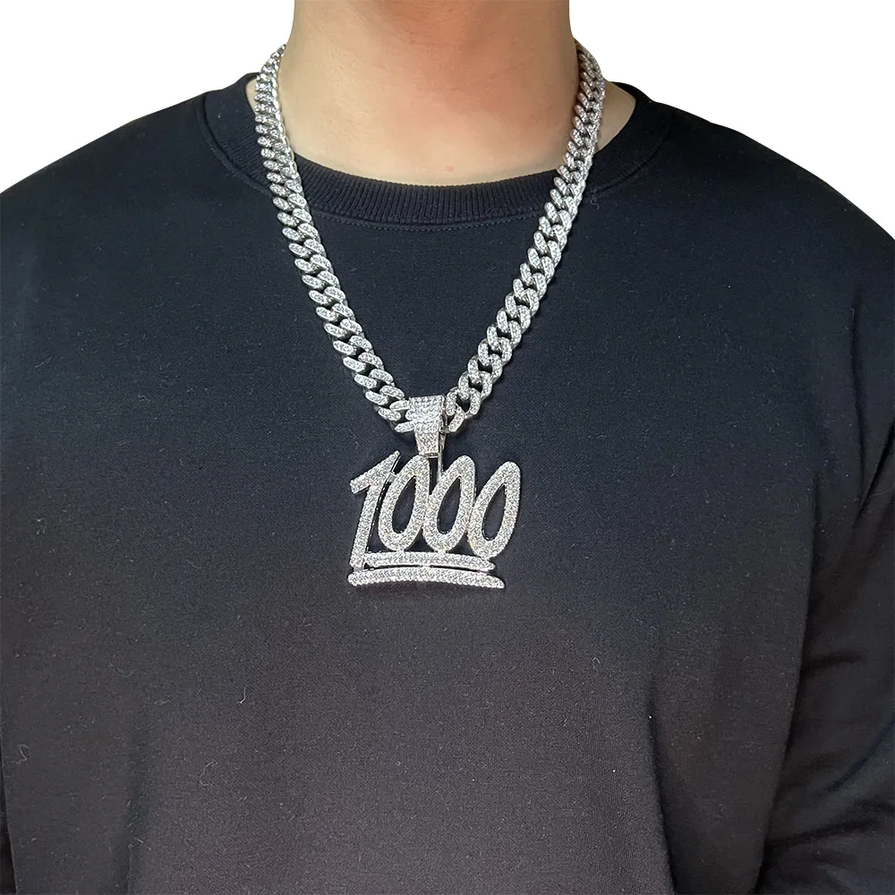 

Ожерелье с кулоном в виде цифр ULJ в стиле хип-хоп 1000 с кубинской цепью Майами 12 мм сверкающие мужские аксессуары в стиле хип-хоп