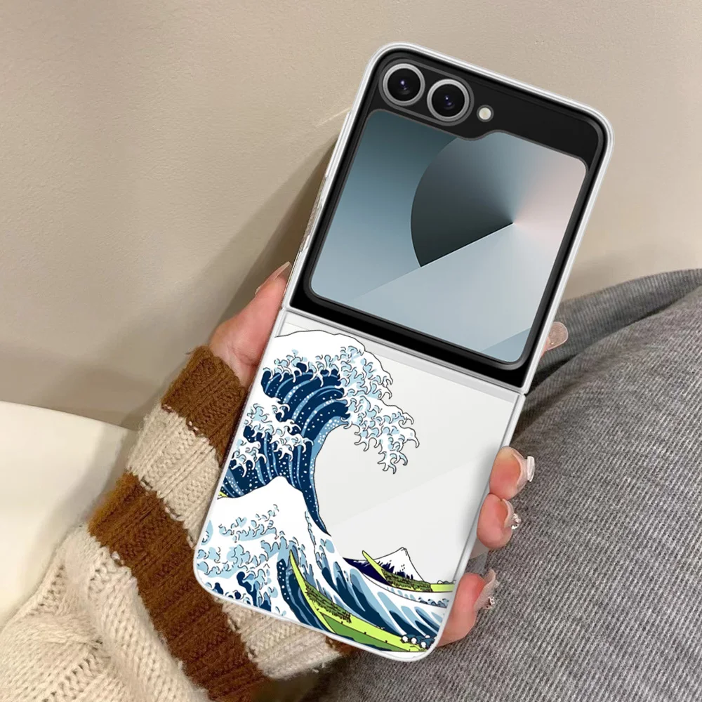 Чехол с узором Великая волна от Канагавы для Samsung Galaxy Z Flip 6 5 4 3 Beauty Flip6 Flip5 японский