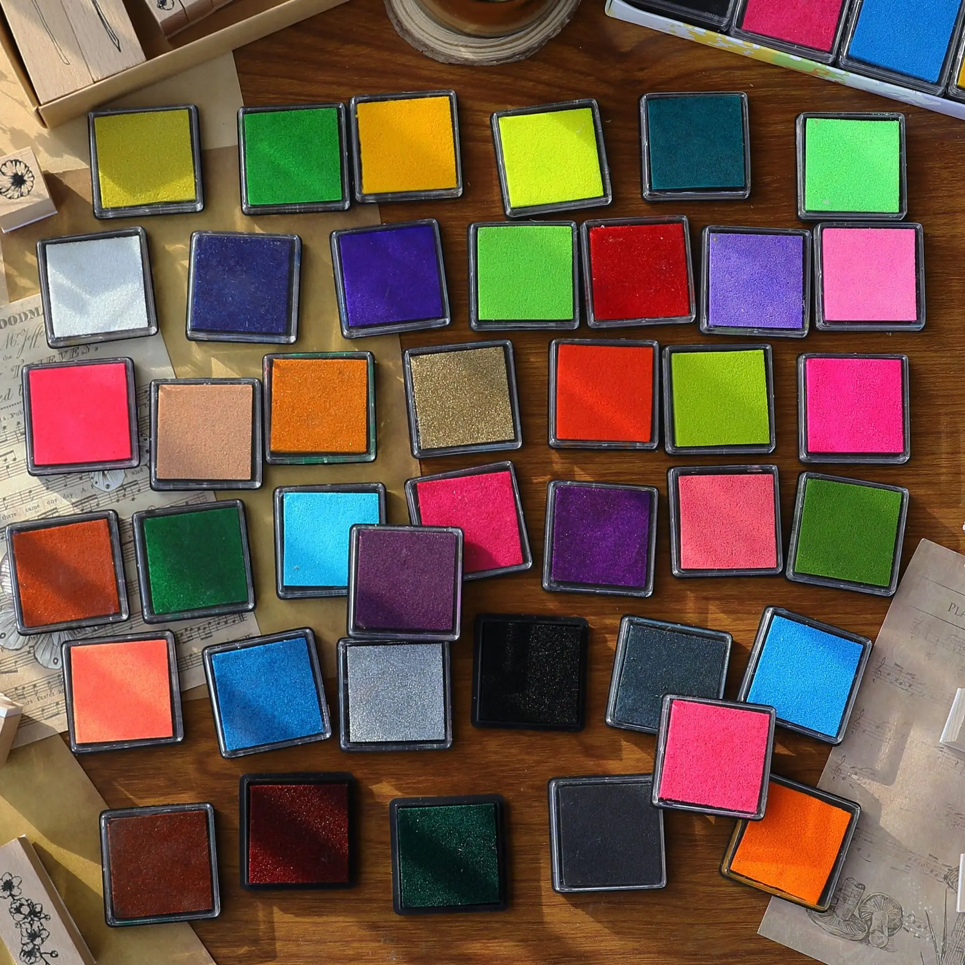 

40 Colors Retro Color Stamp Pads Washable Ink Pads For Kids Craft Ink Stamp Pads For Rubber Stamps Paper Scrapbooking Paint