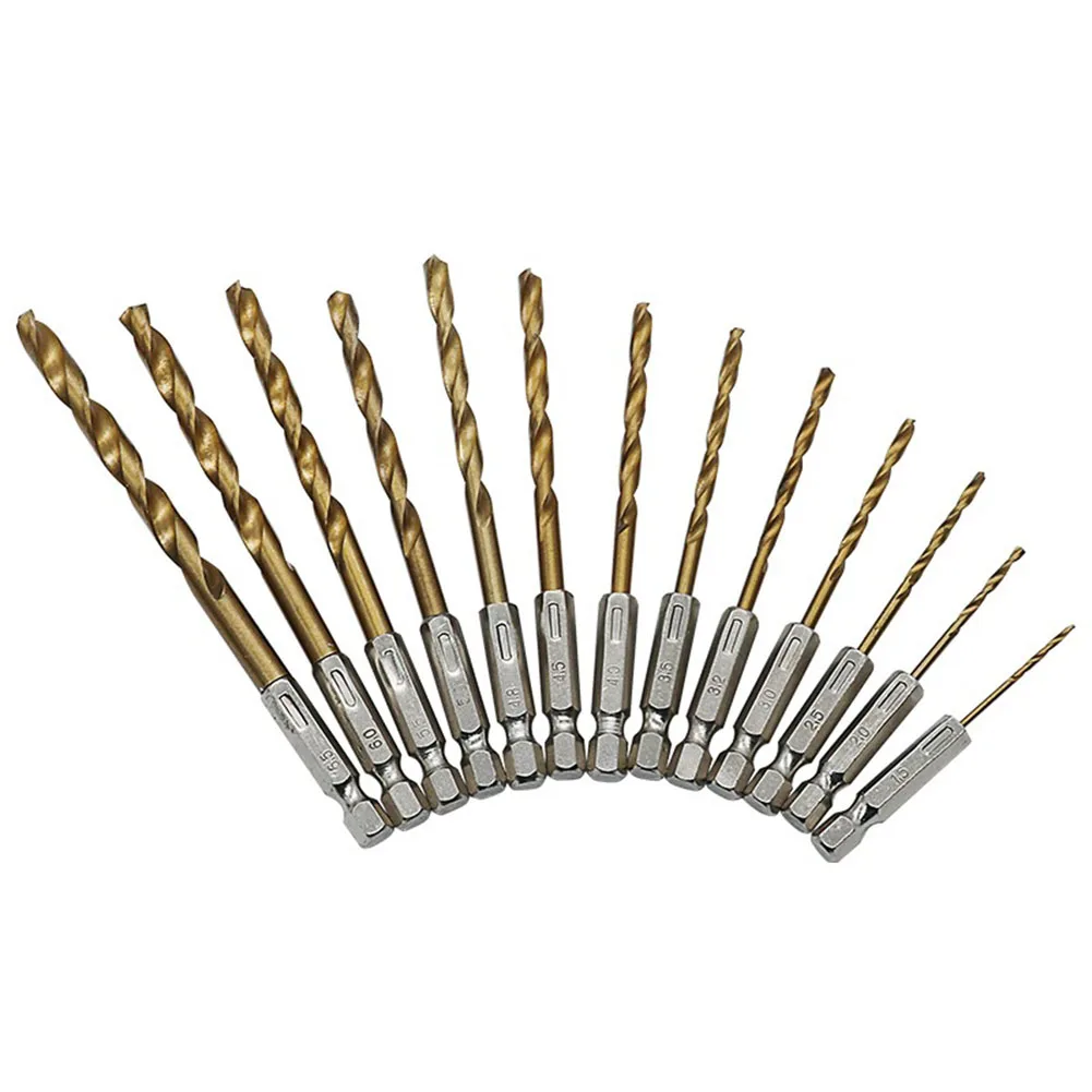 

Tool Drill Bits 1.5-6.5mm 1/4\" Hex Shank 13pcs/set Drilling For Wood Aluminum HSS High Speed Steel Replacement