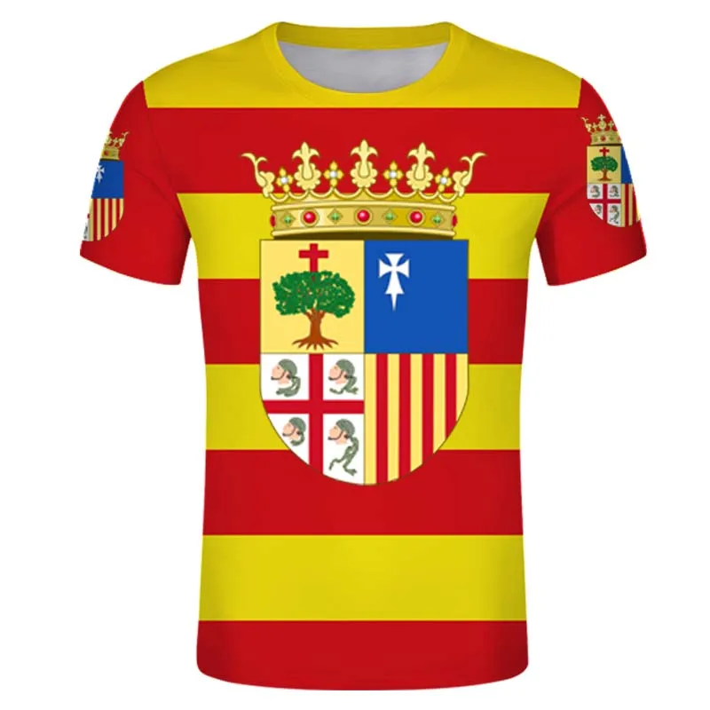 

Aragoni DIY Free Custom Tshirt SPANISH Aragonese Tshirts Flag Emblem Tee Shirts Saragossa City Name Number Child Sports T Shirt