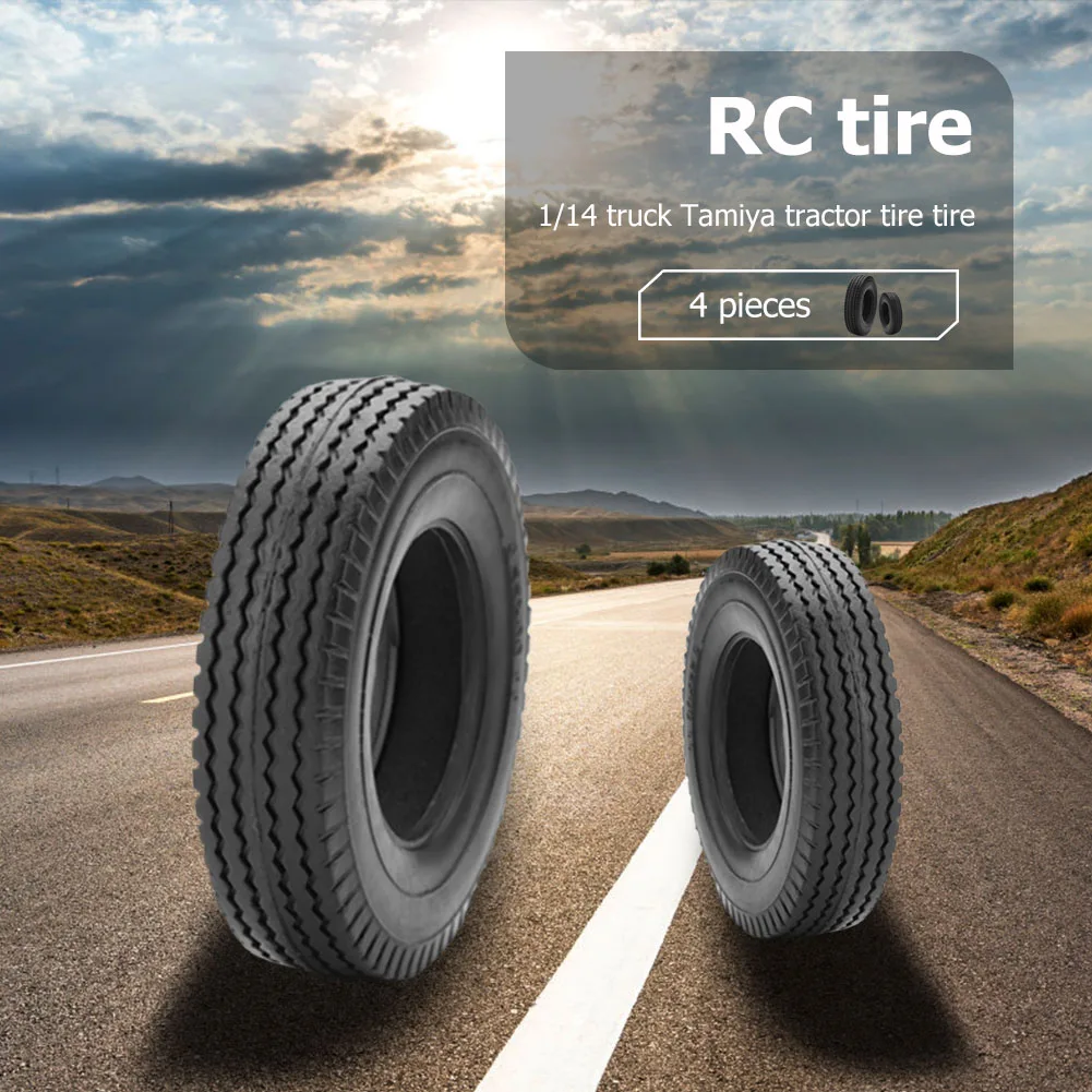 

4pcs Tyres for Tamiya 1/14 1:14Remote Controlled Tractor Trailer/Truck Wheels RC Car Part Accessory Black
