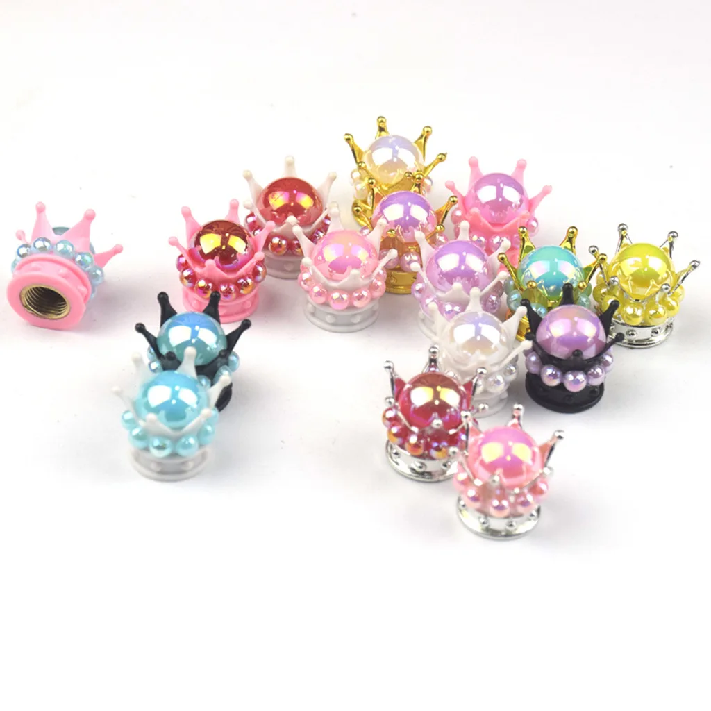 4 шт. колпачки для клапанов шин колеса в форме короны шикарные алмазные