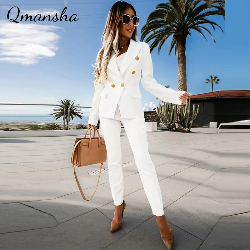 

2022 Autumn and Winter Temperament Commuter Long-sleeved Small Suit Trousers Suit Casual Professional Women's Clothing Plus Size