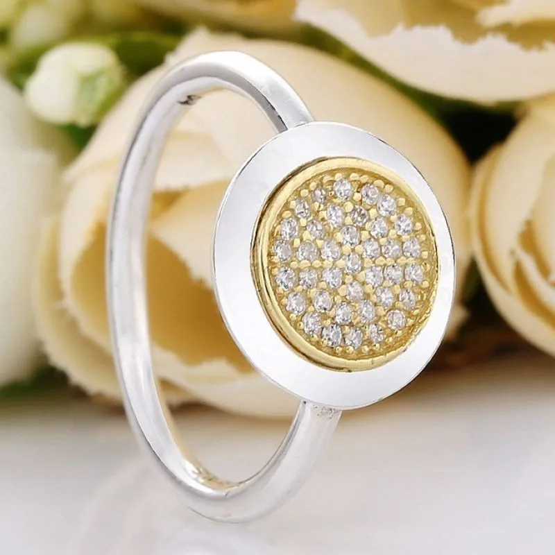 Женское двухцветное кольцо из серебра 925 пробы с кристаллами |