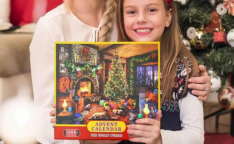 

Новогодний календарь с обратным отсчетом, 1008 штук, пазл для взрослых и детей, 24 дня, сюрприз, Рождественский календарь с обратным отсчетом, Рождество, б