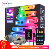 music sync rgbic led lights 60ledsm dreamcolor waterproof pixel led strip individually addressable led strip with rf remote