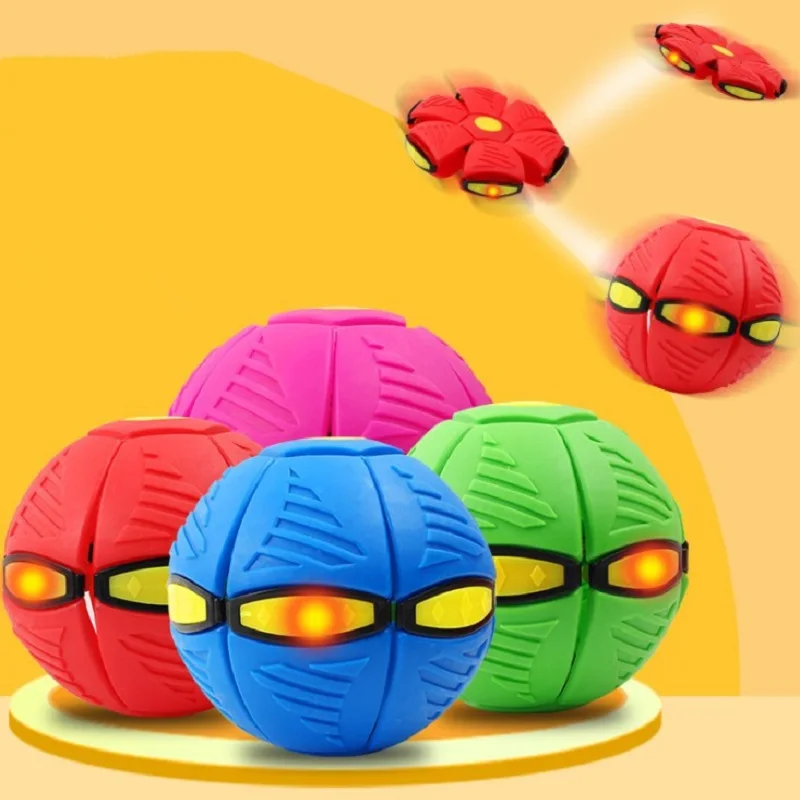 Flying Flat Throw Disc Ball Magic Deformation Light Flying Toys Decompression Children Outdoor Fun Gift with boxed