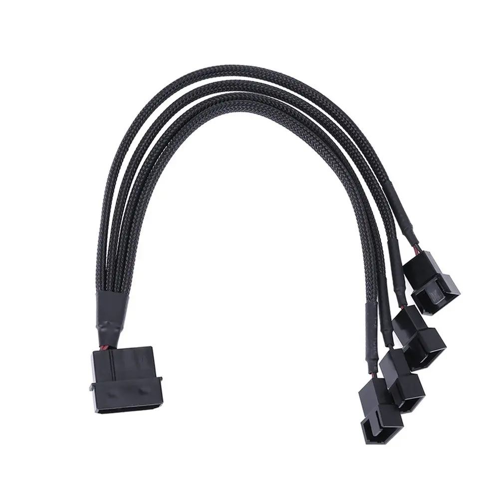 

1 To 2 Way Y-Splitter Sleeved 4-Pin Molex Male To 2x 3-Pin/4-Pin PWM Male Connector Fan Extension Adapter Cable
