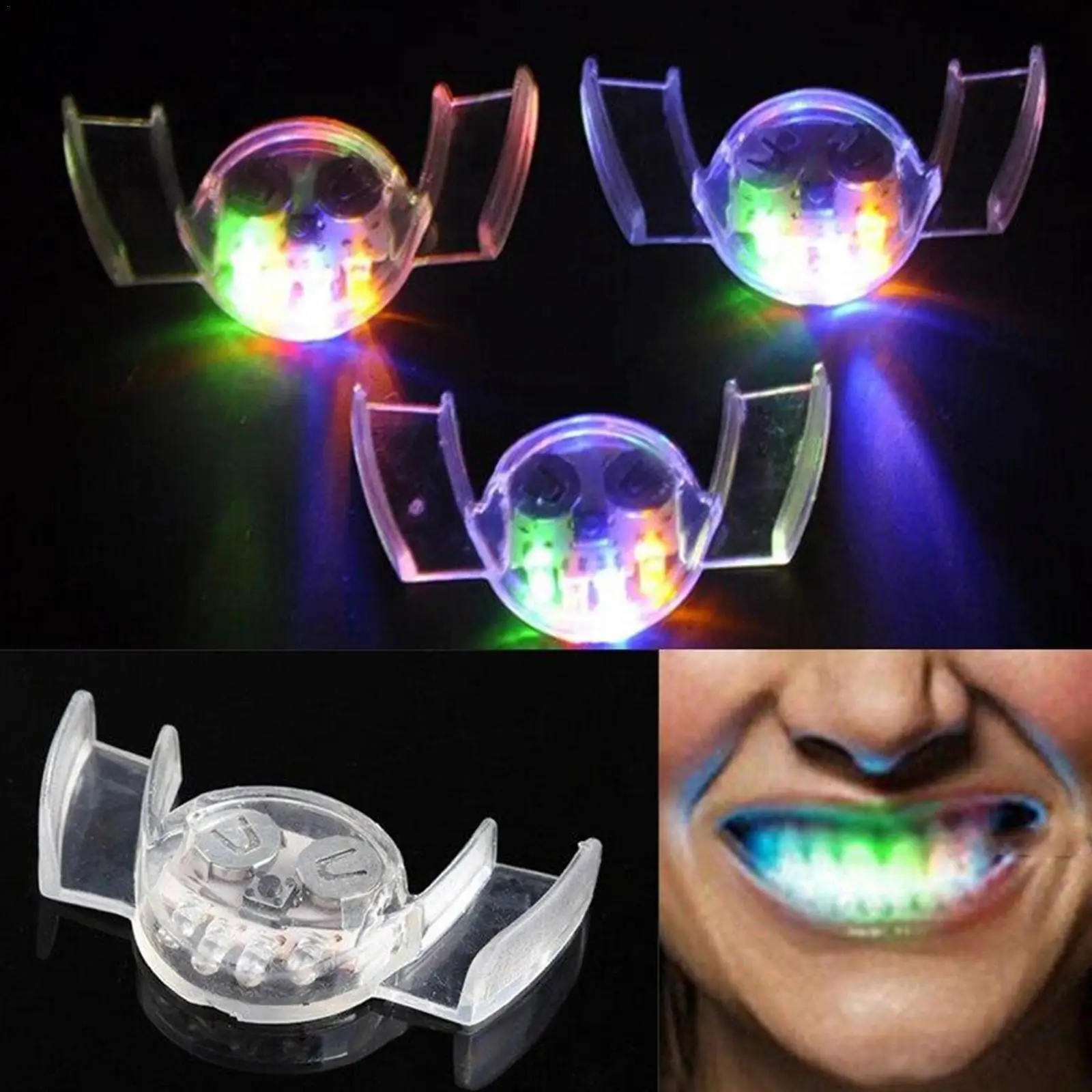 

1 Pcs Creative Flashing LED Light Up Mouth Braces Piece Glow Teeth Halloween Party Rave Glow Party Supplies Toy Decompression