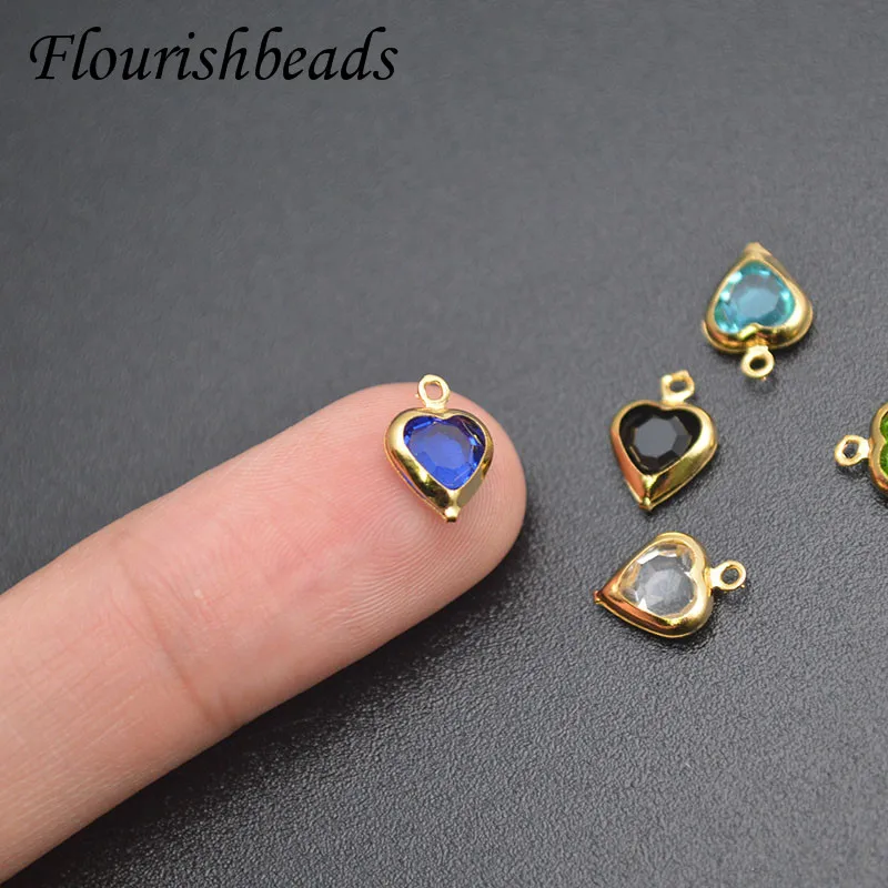 30pc Wholesale Bright Color Glass Crystal Gold Plated Heart Shape Bracelet Earring Cute Charms