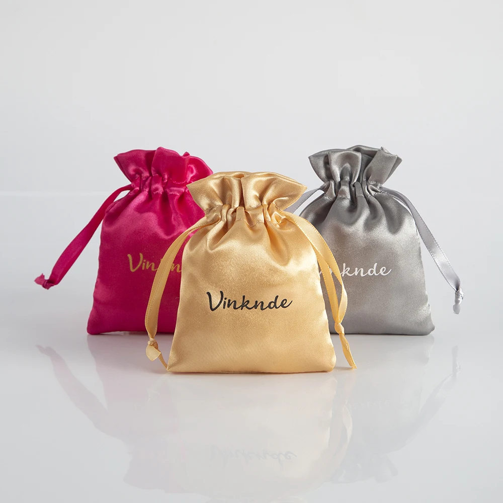 100pcs Satin Drawstring Bags Custom Dust Bags Jewelry Package Pouch Personalized Logo Printed Wholesale Product Package Gift Bag