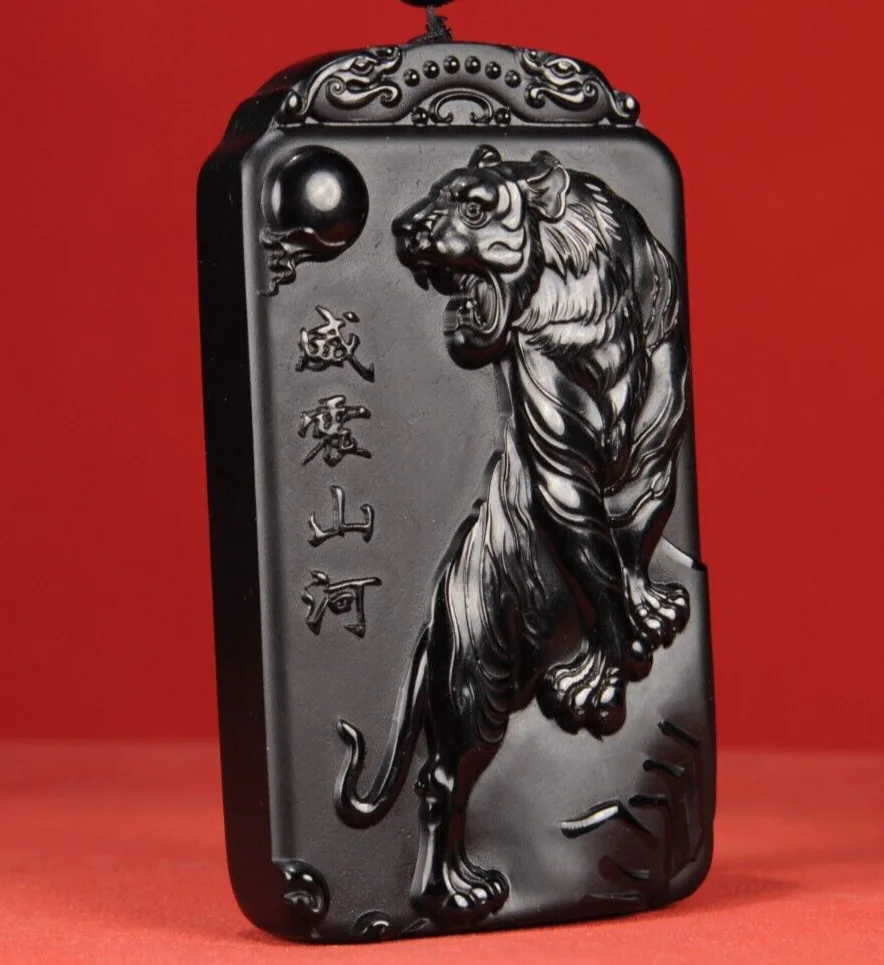 ВЕРТИФИЦИРОВАННЫЙ 102.5 г 100% НАТУРАЛЬНЫЙ НЕФРИТОВЫЙ ЧЕРНЫЙ КУЛОН ТИГРОВЫЙ С РУЧКОЙ