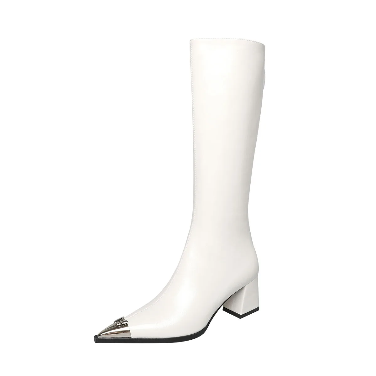 

(YYDD) осенне-зимние брендовые Модные женские ботинки из натуральной кожи с металлическим острым носком и высоким каблуком