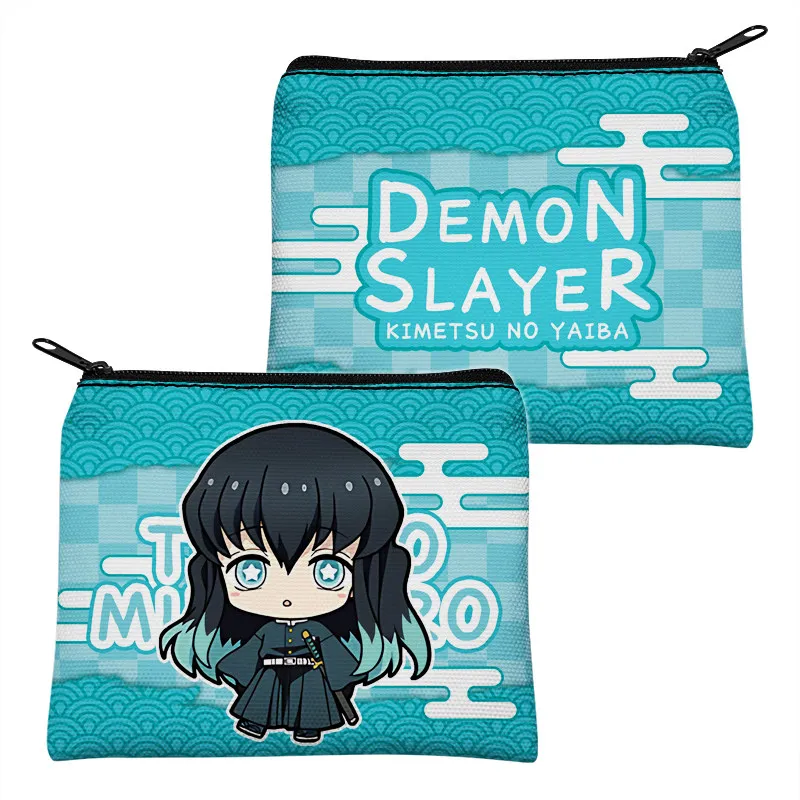 Фото Популярный аниме-кошелек One Piece, холщовая сумка для карт Demon Slayer, мини-кошелек на молнии с Танджиро, милая мини-сумочка на молнии, подарок №5