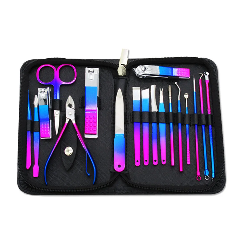 

9/18 Pcs Nail Clippers Manicure Set Color Stainless Steel Pedicure Nail Tool Utility Tools Cutters Nipper Potrable Travel Tool