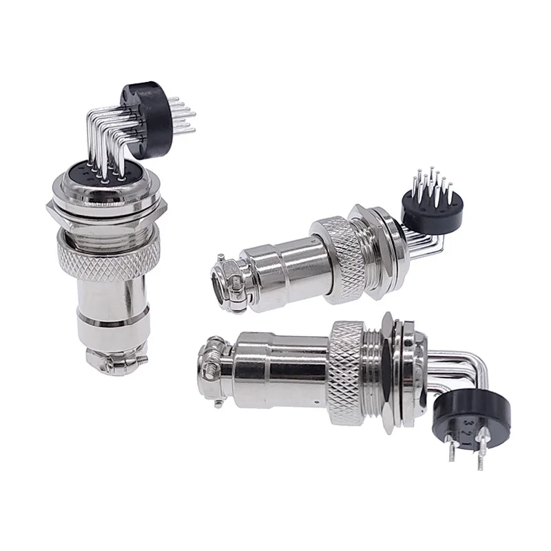 

Разъем GX16, печатная плата, штепсельная Вилка для авиационной розетки, разъем под углом 90 градусов, изогнутый штыри 2/3/4/5/6/7/8/9/10