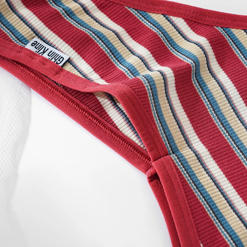 M-XXL Sexy Women G-string Panties Rainbow Stripe Cotton Thongs Underwear Pantys Low-Waist Femme Underpants Thong Lingerie