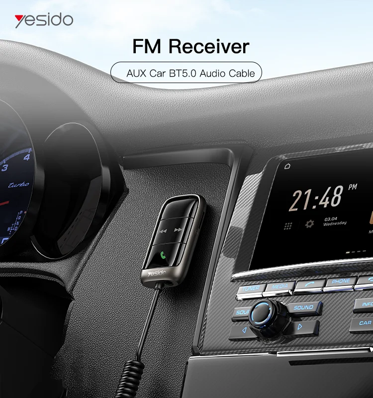 

Беспроводной автомобильный FM-трансмиттер Yesido с Bluetooth 5,0 AUX, аудио адаптер, гарнитура, mp3-плеер, комплект, радиомодулятор с поддержкой TF-карты