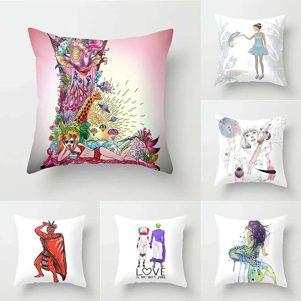 

Home Decoration Cartoon Character Printing Polyester Pillow Pillow Cushion Cushion Cushion funda de almohada