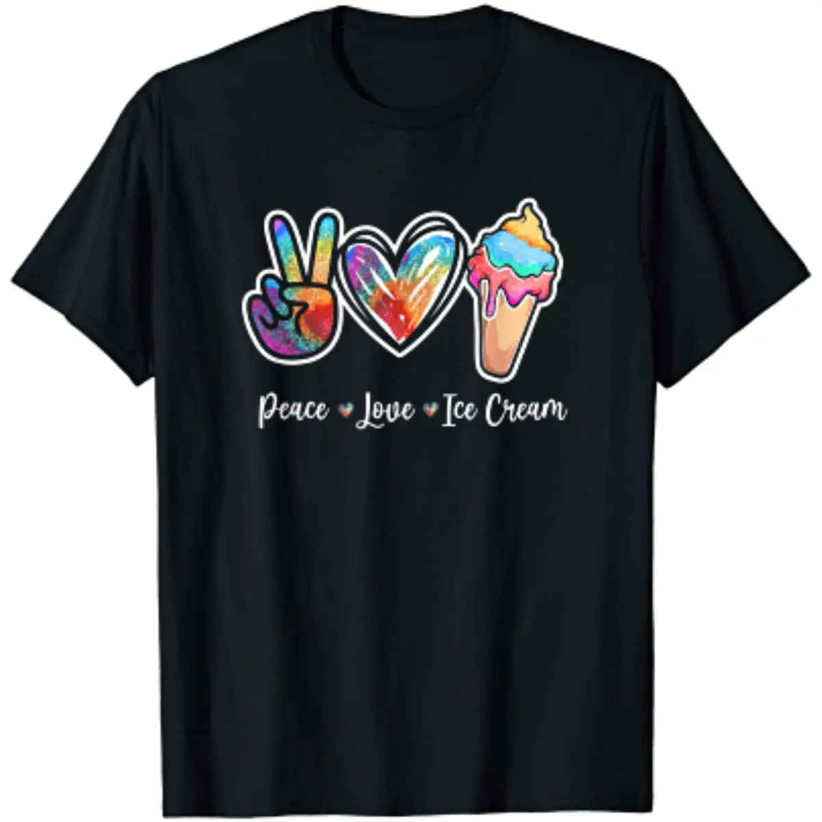 

Милая футболка Peace Love с мороженым для девочек, подростков и женщин, мужские футболки, футболка оверсайз, Повседневная хлопковая футболка для всех сезонов