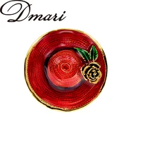 dmari women brooch romantic enamel lapel pins rose on red straw hat badge party accessories luxury jewelry2022