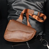 fashion mens high quality pu leather retro bag chest bag fanny pack leisure fashion single shoulder bag cross body bag