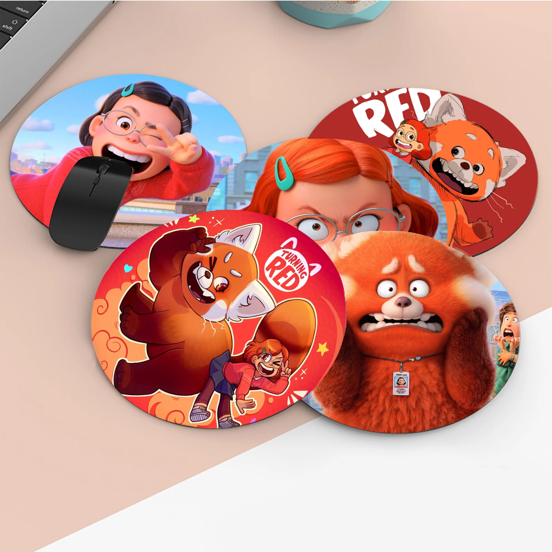 

Disney Turning Red Mousepad Animation Round Office Computer Desk Mat Table Keyboard Big Mouse Pad Laptop Cushion For PC Computer