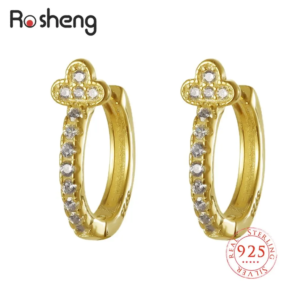 

925 Sterling Silver Golden Mini Hoop Earrings with AAAA Zircon Hip Hop Earring for Women Wedding Jewelry Gifts Drop Shipping